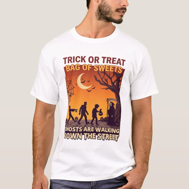 Süßes oder Saures Halloween Zombies Sensenmann Kür T-Shirt (Vorderseite)