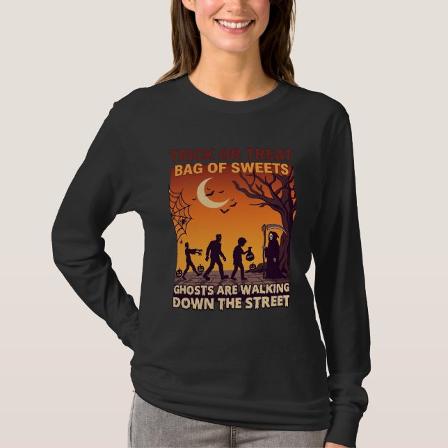 Süßes oder Saures Halloween Zombies Sensenmann Kür T-Shirt (Vorderseite)