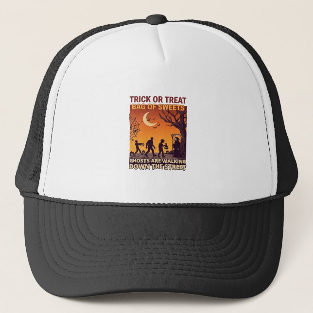 Süßes oder Saures Halloween Zombies Sensenmann Kür Truckerkappe (Vorderseite)