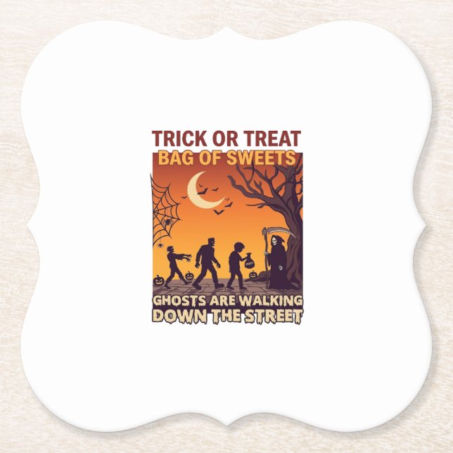 Süßes oder Saures Halloween Zombies Sensenmann Kür Untersetzer (Vorderseite)