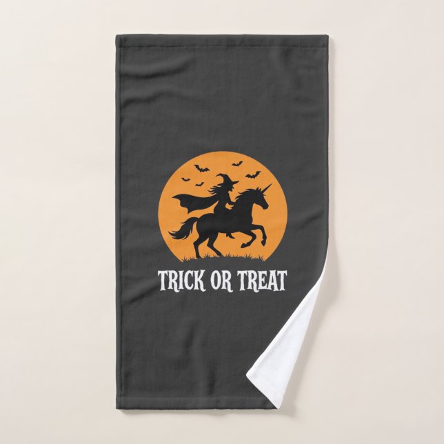 Süßes oder Saures Hexen Einhorn Halloween Design_1 Handtuch (Handtuch)