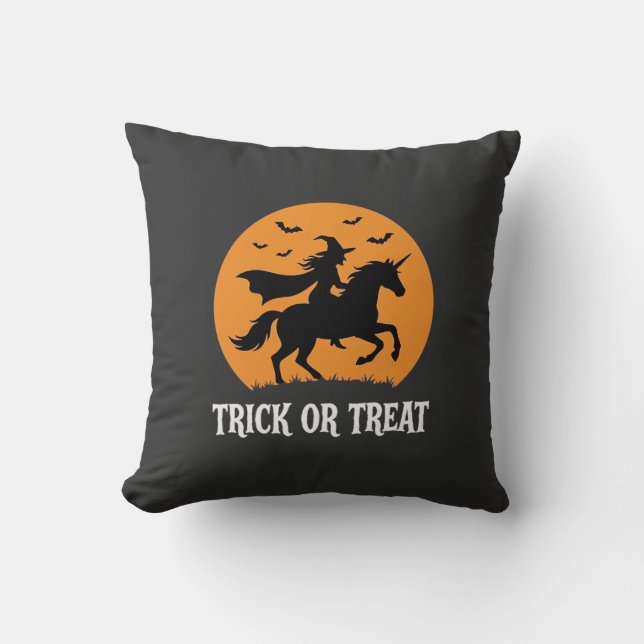Süßes oder Saures Hexen Einhorn Halloween Design_1 Kissen (Vorderseite)