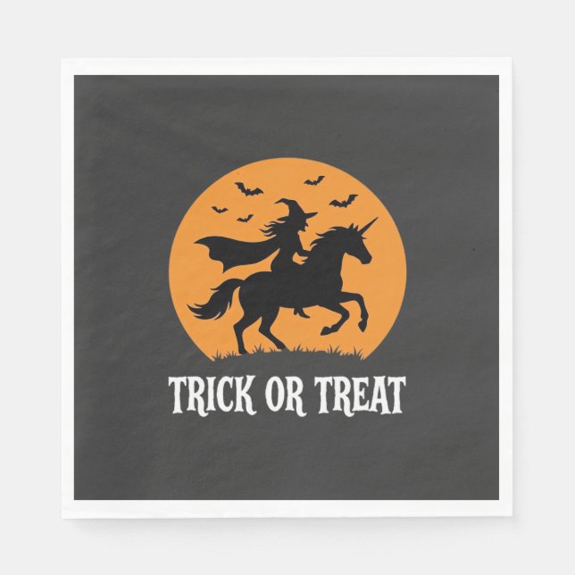 Süßes oder Saures Hexen Einhorn Halloween Design_1 Serviette (Vorderseite)