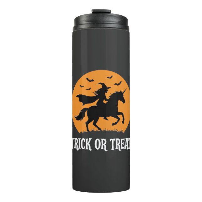 Süßes oder Saures Hexen Einhorn Halloween Design_1 Thermosbecher (Vorderseite)