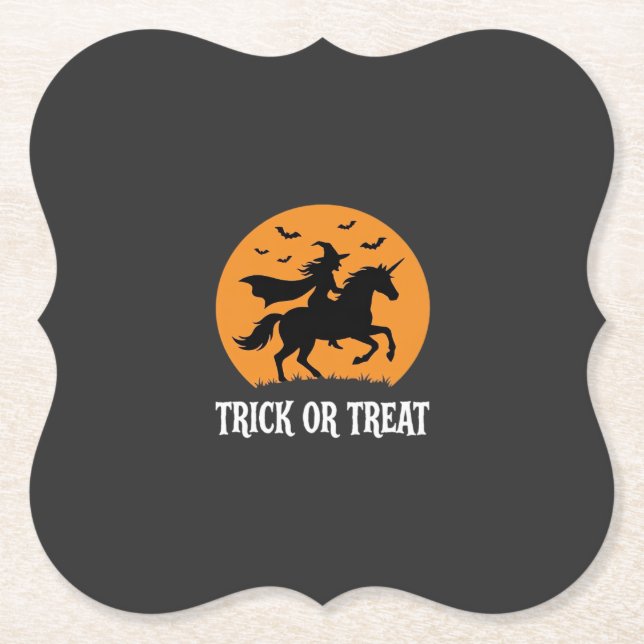 Süßes oder Saures Hexen Einhorn Halloween Design_1 Untersetzer (Vorderseite)