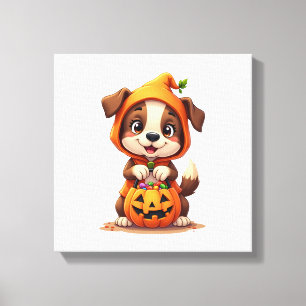 Süßes oder Saures Hund � Süßes Halloween-Welpen-Sh Leinwanddruck