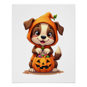 Süßes oder Saures Hund � Süßes Halloween-Welpen-Sh Poster