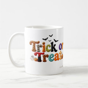 Süßes oder Saures Karo- und Wirbel-Schriftzug Kaffeetasse