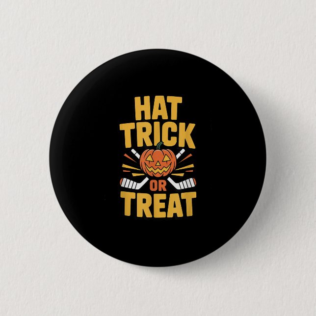 Süßes oder Saures Kürbis Halloween Eishockey  Button (Vorderseite)