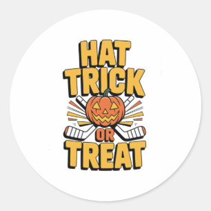 Süßes oder Saures Kürbis Halloween Eishockey Runder Aufkleber