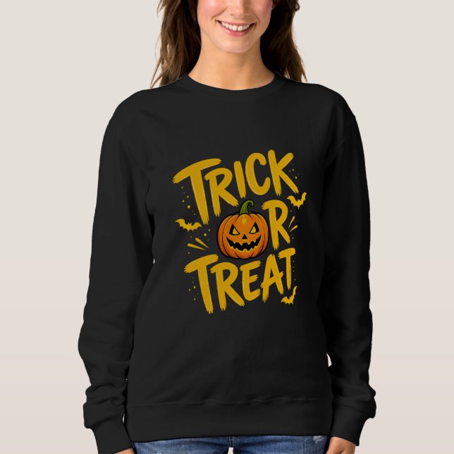 Süßes oder Saures Kürbis Halloween Sweatshirt Gesc (Vorderseite)