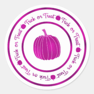 Süßes oder Saures & Kürbis Purple Glam Halloween Runder Aufkleber