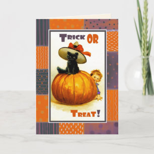 Süßes oder Saures! Lustiges Vintage-Kind Halloween Karte