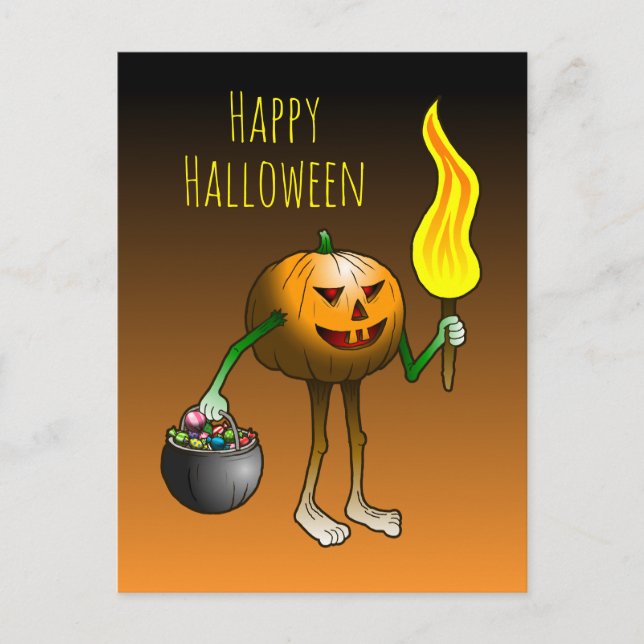 Süßes oder Saures mit Jack O'lantern Postkarte (Vorderseite)