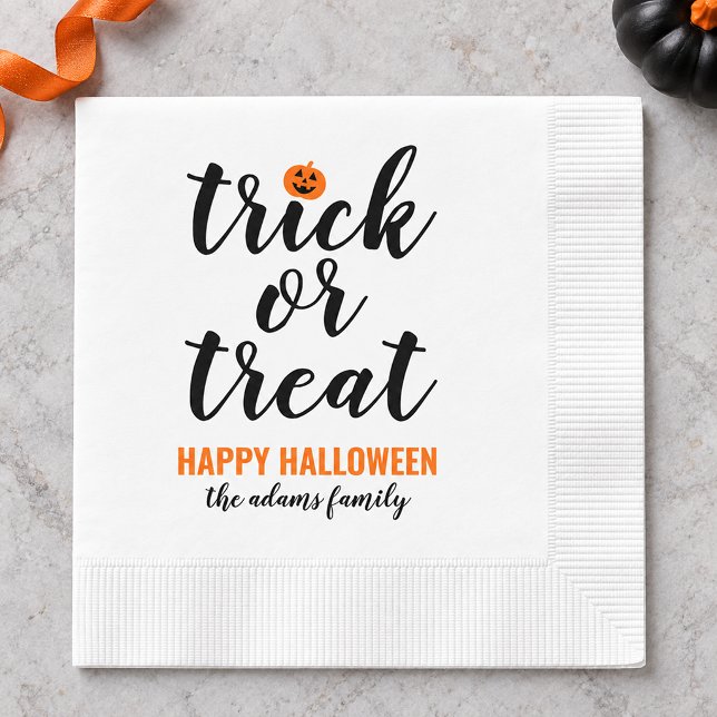 Süßes oder Saures modernes Halloween-Skript Serviette (Von Creator hochgeladen)