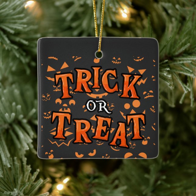 Süßes oder Saures Ornamente Halloween Quadrat Kera (Baum)