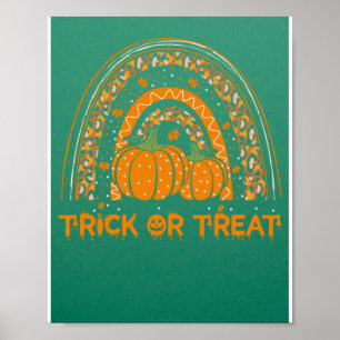 Süßes oder Saures Regenbogen-Kürbis-Halloween-Kost Poster