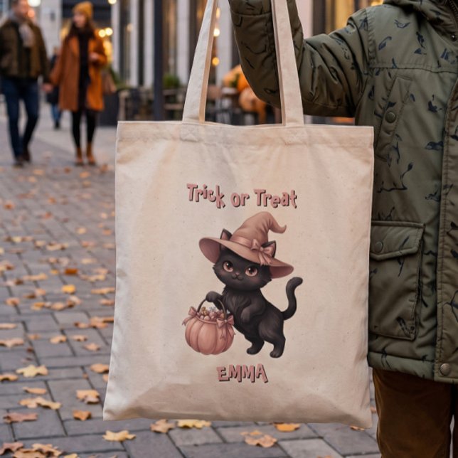 Süßes oder Saures schwarzer Katzen-Candy-Eimer Tragetasche (Von Creator hochgeladen)