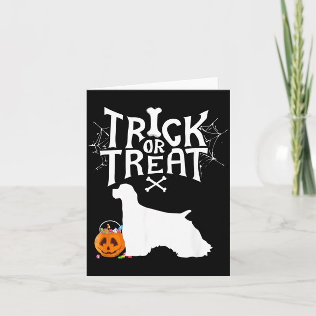 Süßes oder Saures Spaniel Halloween Hundekostüm Karte (Vorderseite)