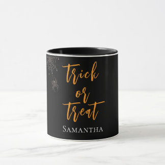 Süßes oder Saures Spinnennetz Personalisierter Nam Tasse