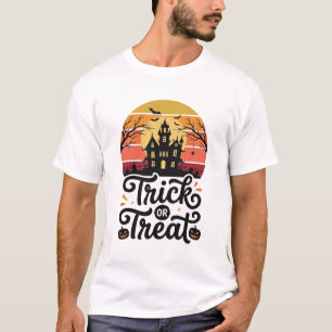Süßes oder Saures Spukhaus Halloween Vektor Desi T-Shirt