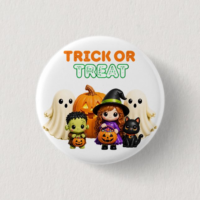 Süßes oder Saures – Süße Halloween-Freunde Button (Vorderseite)
