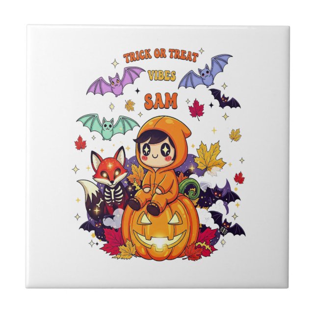 Süßes oder Saures Süßer Halloween Fliese (Vorderseite)