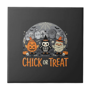 Süßes oder Saures Süßes Halloween-Friedhofsdesign_ Fliese