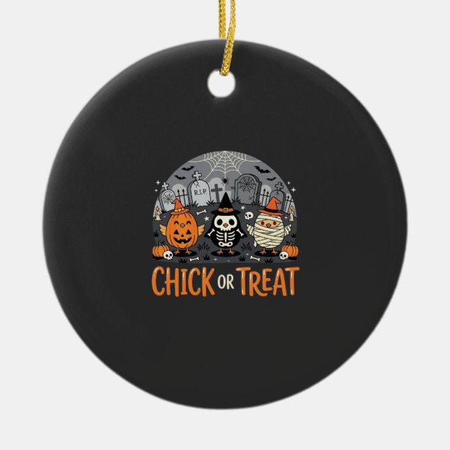 Süßes oder Saures Süßes Halloween-Friedhofsdesign_ Keramik Ornament (Vorne)