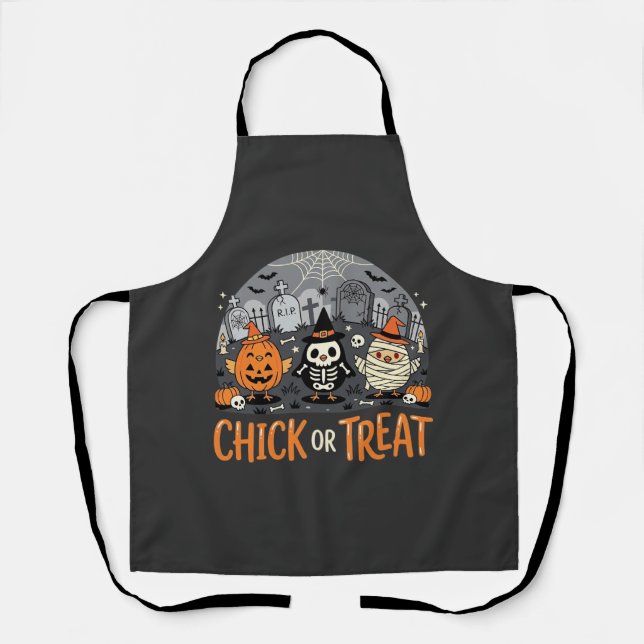 Süßes oder Saures Süßes Halloween-Friedhofsdesign_ Schürze (Vorderseite)