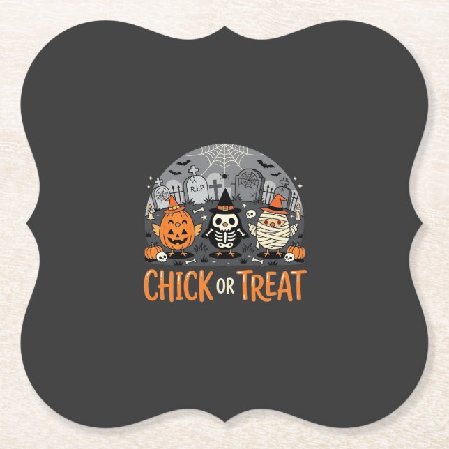 Süßes oder Saures Süßes Halloween-Friedhofsdesign_ Untersetzer (Vorderseite)