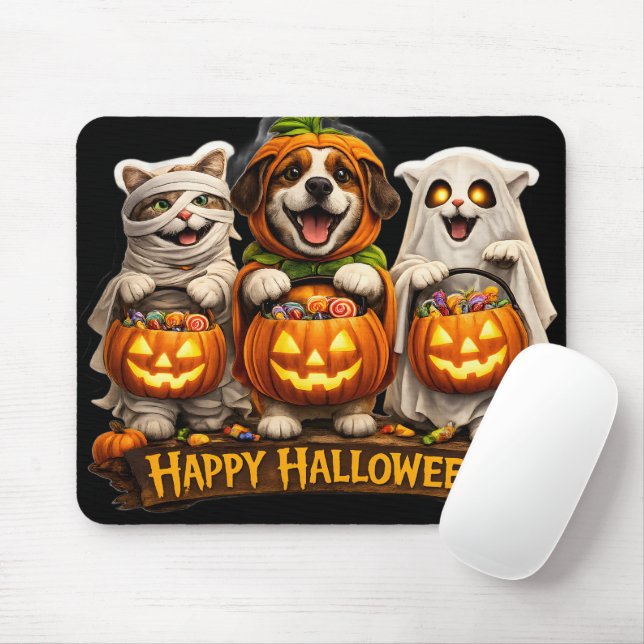 Süßes-oder-Saures-Trio whimsical frohes Halloween- Mousepad (Mit Mouse)