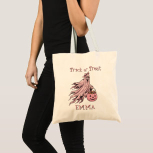 Süßes oder Saures Vintage Rosa Geist Custom Name Tragetasche