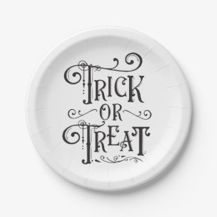 Süßes oder Saures Vintage-Typografie Halloween Pappteller