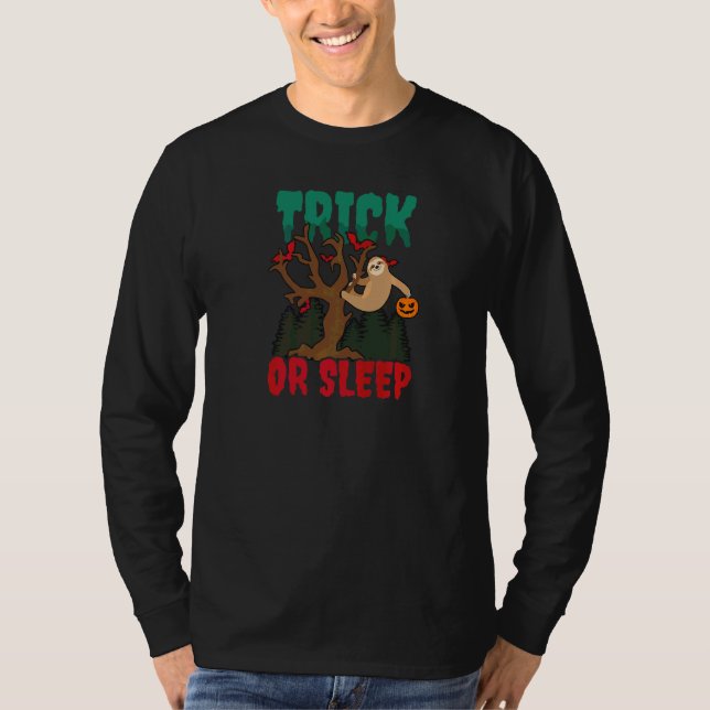Süßes oder Schlaf Halloween Faultier T-Shirt (Vorderseite)
