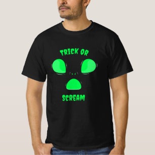 Süßes oder Schreie Lustiges Design Halloween Alien T-Shirt