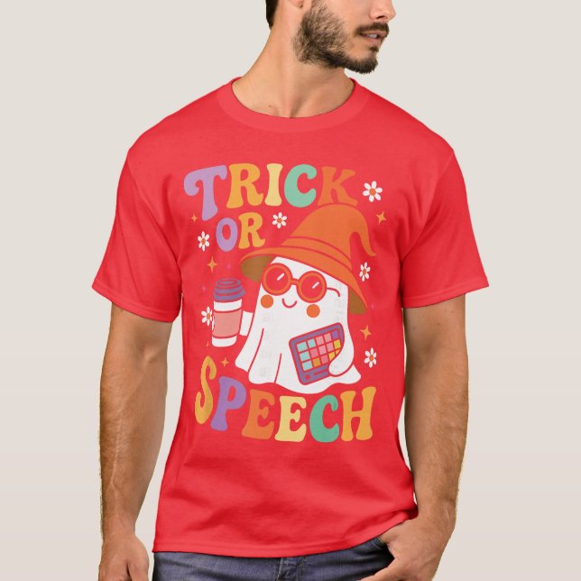 Süßes oder Sprache Halloween SLP Retro Sprachthera T-Shirt (Vorderseite)