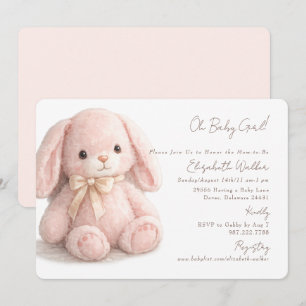 Süßes Oh Baby Mädchen Hase Rosa Baby Shower II Einladung