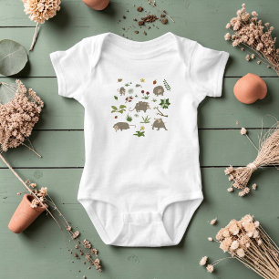 Süßes Opossum-Wald-Botanik-Baby-Shower Baby Strampler
