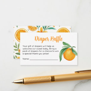 Süßes orange Babyshower-Windel-Raffle-Ticket Begleitkarte