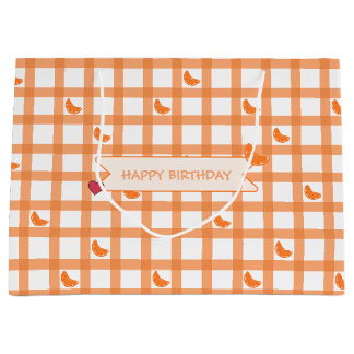 Süßes orange Gingham Alles Gute zum Geburtstag Große Geschenktüte