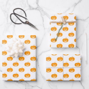 Süßes orange Kürbis Halloween-Muster Geschenkpapier Set
