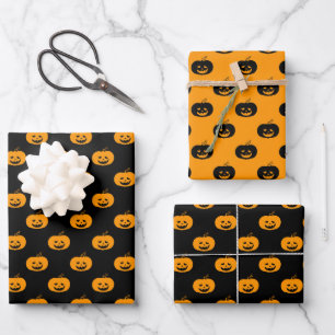 Süßes orange Kürbis Halloween-Muster Geschenkpapier Set