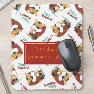 Süßes Orange-Tiger-Muster mit individuellem Monogr Mousepad