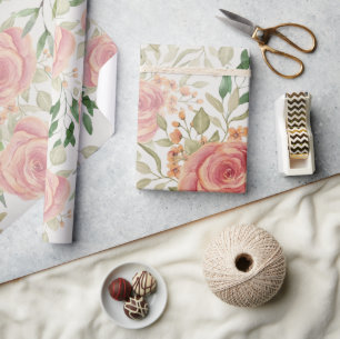 Süßes Orangefarbenes Licht und blütige Rose Wasser Geschenkpapier