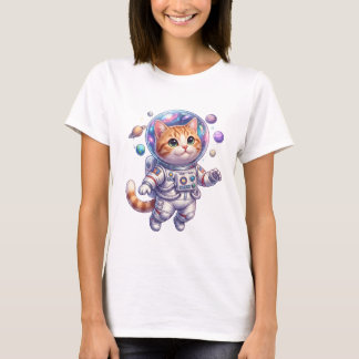 Süßes orangefarbenes Weltraum-Kätzchen-Astronaut m T-Shirt