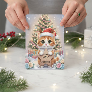 Süßes Oranges Tabby Kätzchen Personalisiertes Weih Feiertagskarte
