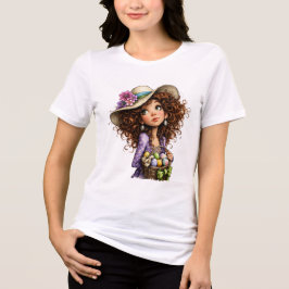 Süßes Oster Mädchen mit Eiern Frühjahrs Kunst Tri-Blend Shirt