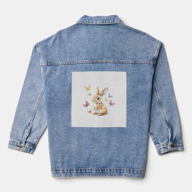 Süßes Osterhase Kaninchen Schmetterling T-Shirt Jeansjacke (Rückseite)