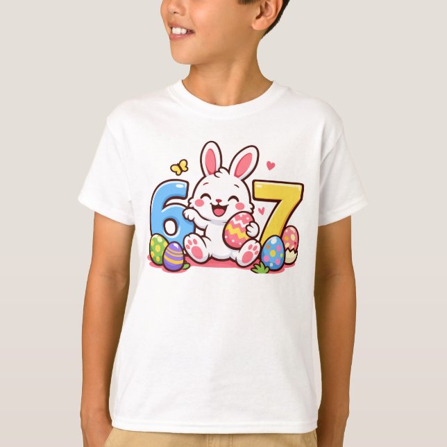 Süßes Osterhase Kind 67 Meme T-Shirt (Vorderseite)